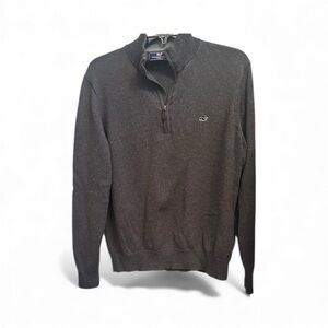 Vineyard Vines Men's Saltwater Quarter Zip Gray Sweatshirt Sweater Size Small